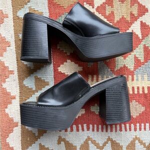 Urban Outfitters UO Black Platform Mules